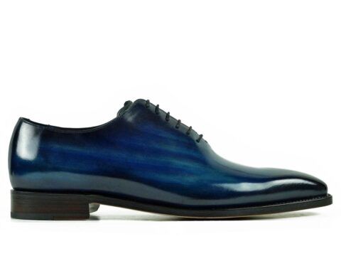 Goya Navy wholecut Oxford handcrafted in Spain with hand-painted navy patina by Peter Hunt